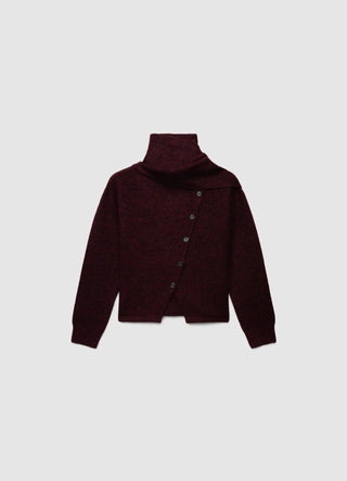 Cardigan with scarf collar and buttons