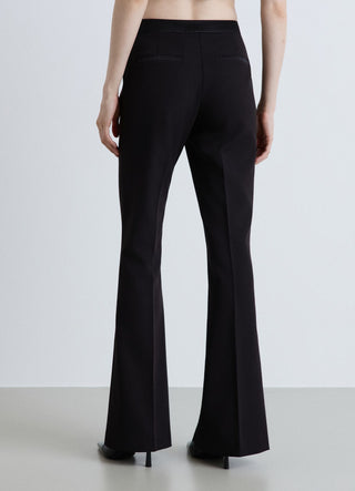 Flared trousers with a satin waistband