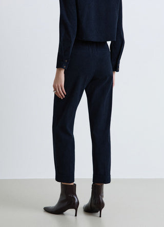 Straight corduroy trousers with cuffed hem