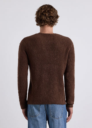 Solid-colour boucle crew neck sweater