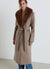 Long coat with faux fur collar and belt