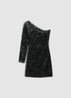 One-shoulder mini dress with sequins - XS