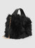 Handbag with faux fur effect and chain shoulder strap