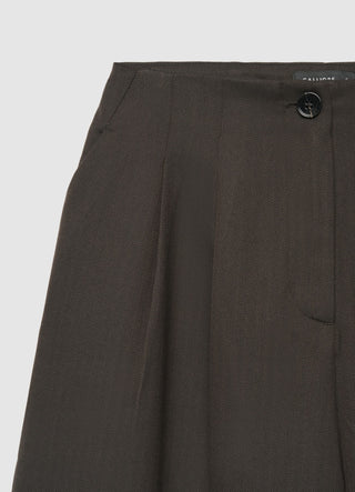 Cropped wide-leg culotte trousers with a herringbone pattern