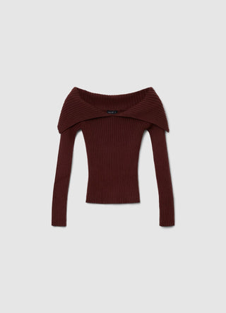 Maglia a coste con spalle scoperte