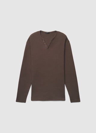 Solid colour waffle fabric crew neck T-shirt