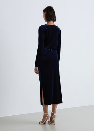 Midi draped dress in chenille