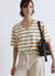 Oversized V-neck striped T-shirt