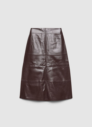 Gonna midi svasata con motivo intrecciato