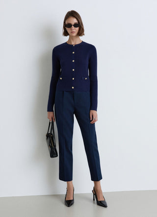 Waffle cardigan with jewel buttons