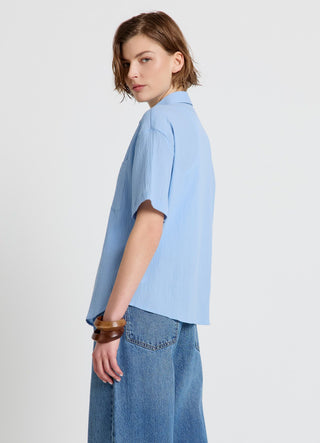 Crinkle-Effekt-Hemd mit Brusttasche
