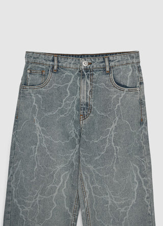 Wide leg jeans with all-over print