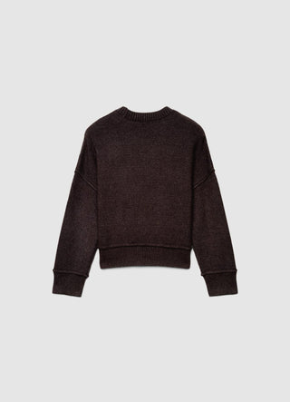 Solid colour crew neck jumper with raw edge finish
