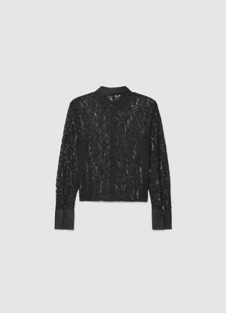 Lace shirt with satin inserts