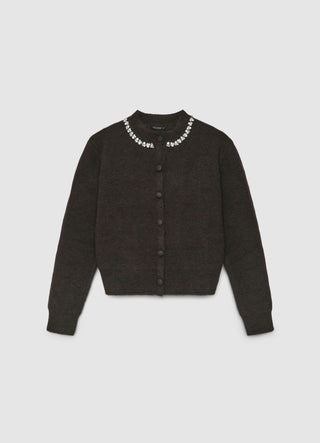 Cardigan with jewel collar and buttons