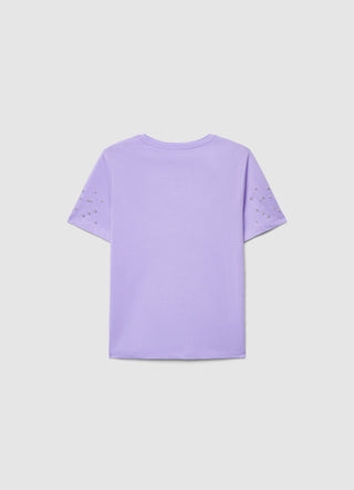 T-shirt with rhinestone sleeves