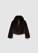 Veste courte effet peluche avec col à revers - L
