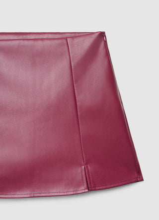 Mini leather-effect trouser skirt with side zip