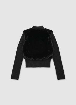 Sweater with plush-effect insert and zip