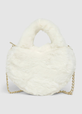 Mini heart-shaped bag with handle and chain