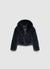 Crop jacket with plush effect and notched collar