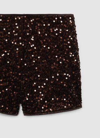 High-waisted shorts with sequins