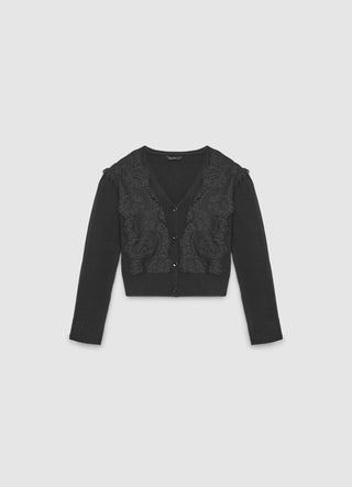 Cardigan con bande in pizzo