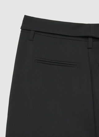 Wide-leg straight trousers with belt