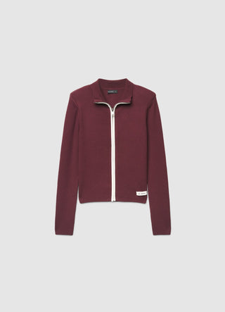 Ribbed cardigan with zip and collar