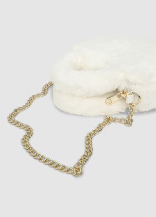 Mini heart-shaped bag with handle and chain