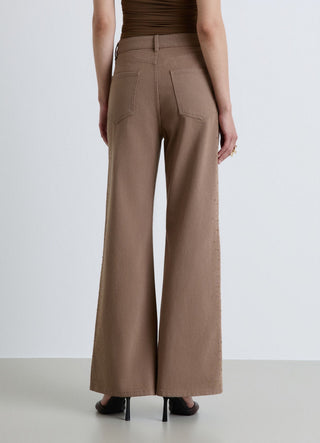 Jeans wide leg con strass