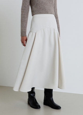Plain flared midi circle skirt