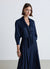 Blouse with a draped striped lapel collar