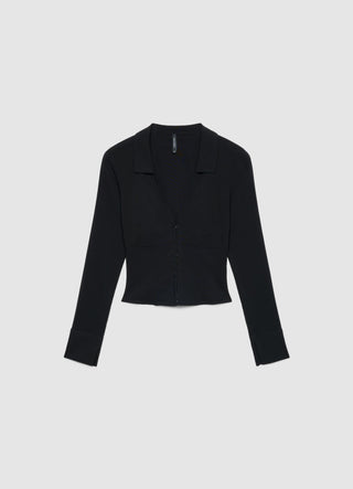 Cropped bustier shirt with V-neckline