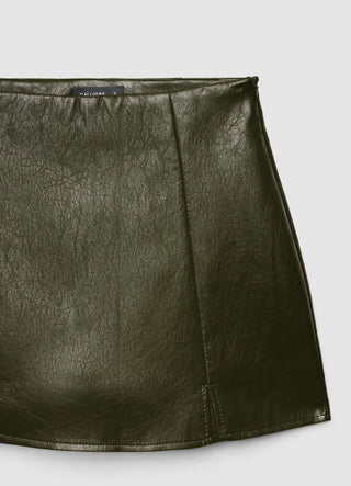Gonna-pantalone effetto pelle a tinta unita