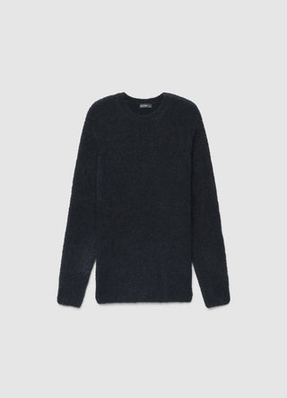 Bouclé-Pullover mit Rundhalsausschnitt in Uni