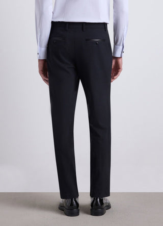 Pantalon de tailleur avec pli marqué et détails en satin