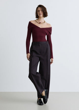 Maglia a coste con spalle scoperte