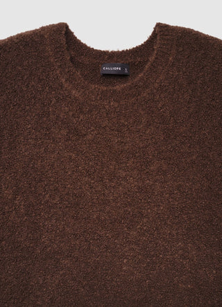 Solid-colour boucle crew neck sweater