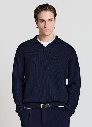 Maglia a coste con collo polo