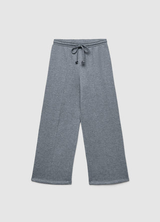 Pantaloni ginnici palazzo con coulisse effetto luccicante