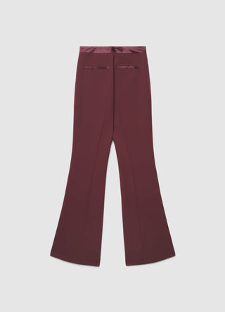 Flared trousers with a satin waistband