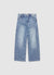Jeans wide leg con borchie e ricamo stella