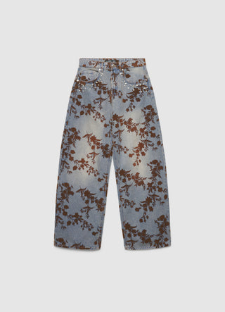 Jeans barrel con stampa floreale