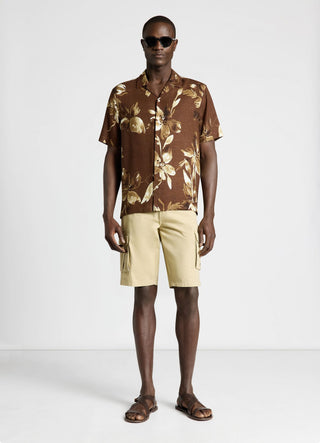 Linen blend shirt with floral print