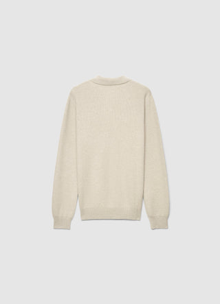 Long-sleeve solid colour polo shirt