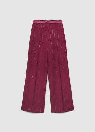 Pinstriped palazzo trousers with sequins