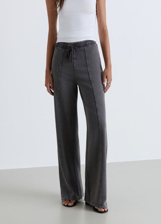Palazzo-style gym trousers with drawstring waistband
