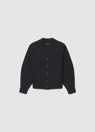 Solid-colour knitted cardigan with buttons