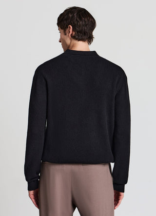 Maglia a coste con collo polo